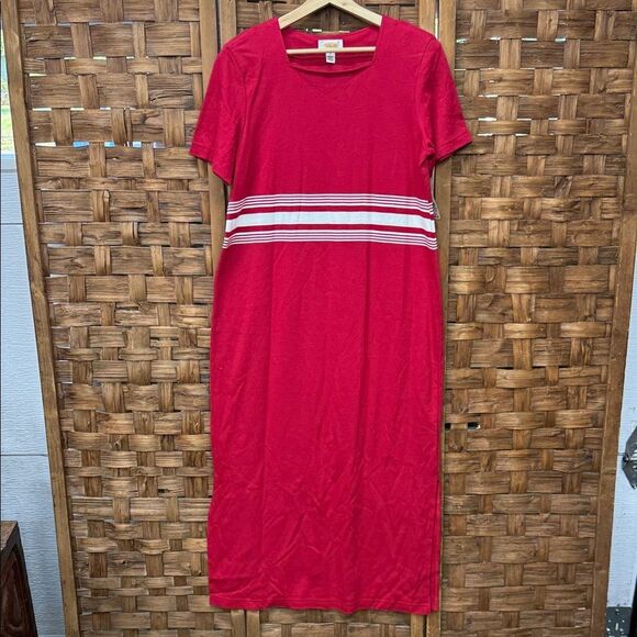 New NOS vintage Talbots Red Dress with White Stripes - Picture 1 of 4